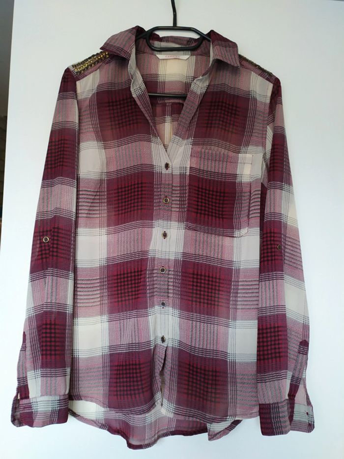 Chemisier a carreaux epaule paillettes