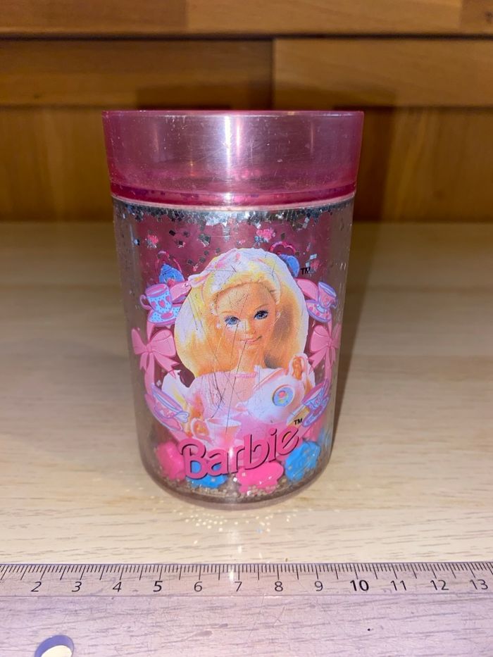 Lot vaisselle Barbie assiette bol verre gobelet plastique Mattel 1995 service thé théière - photo numéro 2