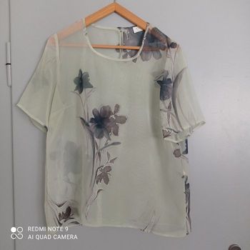 Blouse verte clair à fleurs t38/40
