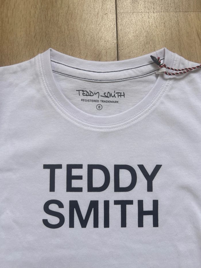 T-shirt Teddy Smith blanc logo marine 8ans - photo numéro 2