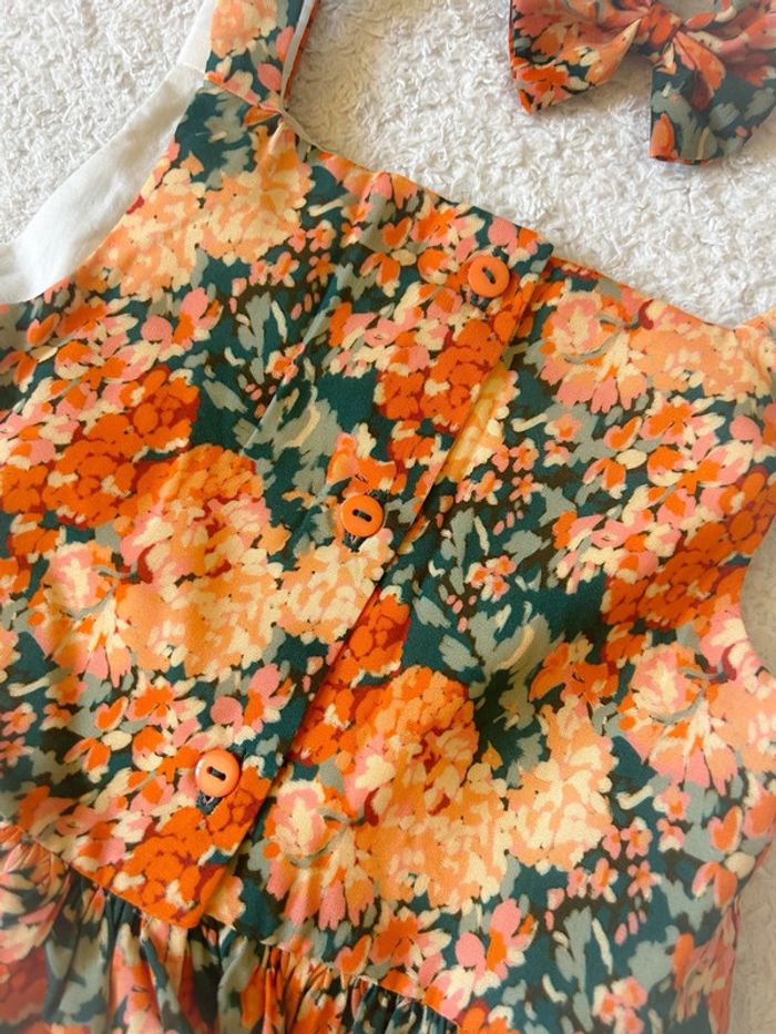 blouse crop top créatrice imprimé fleuri+ noeud 7 ans - photo numéro 4