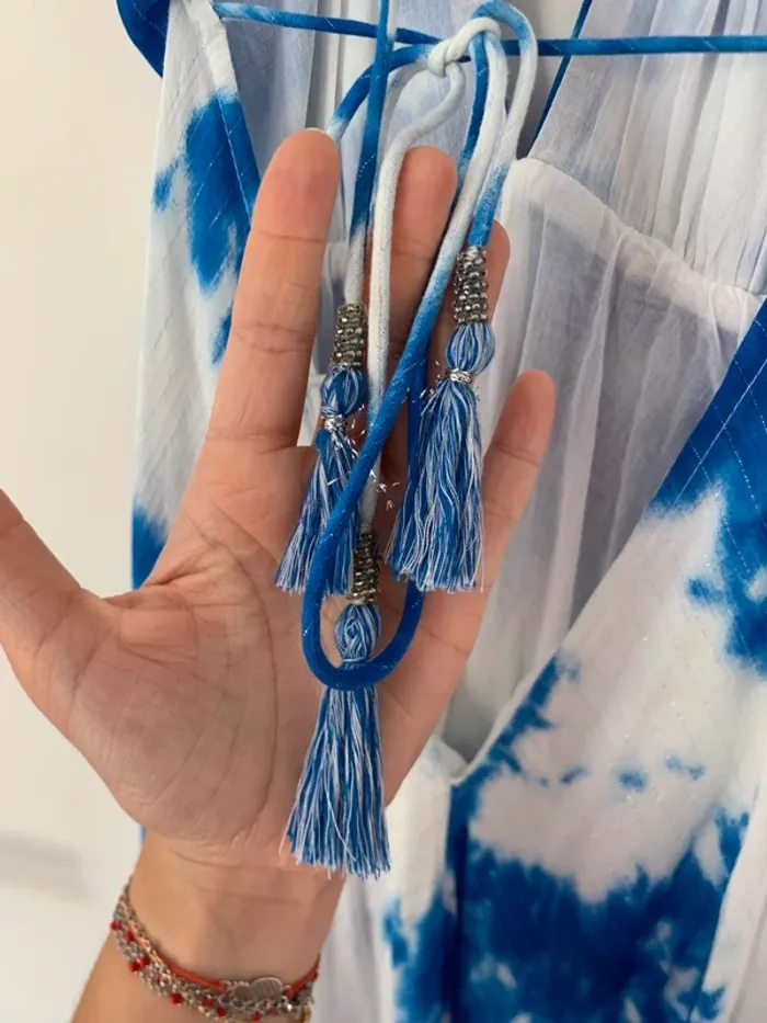 Robe dos nus blanche et bleu Goa taille L - photo numéro 9