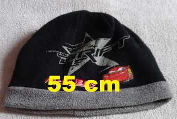Bonnet  intérieur polaire  gris noir motif Cars  Disney  Taille  55 cm