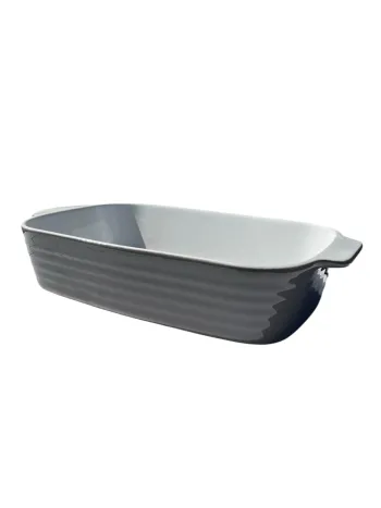 Plat de cuisson en céramique blanc et gris 26.50 x 15 x 7 cm Neuf