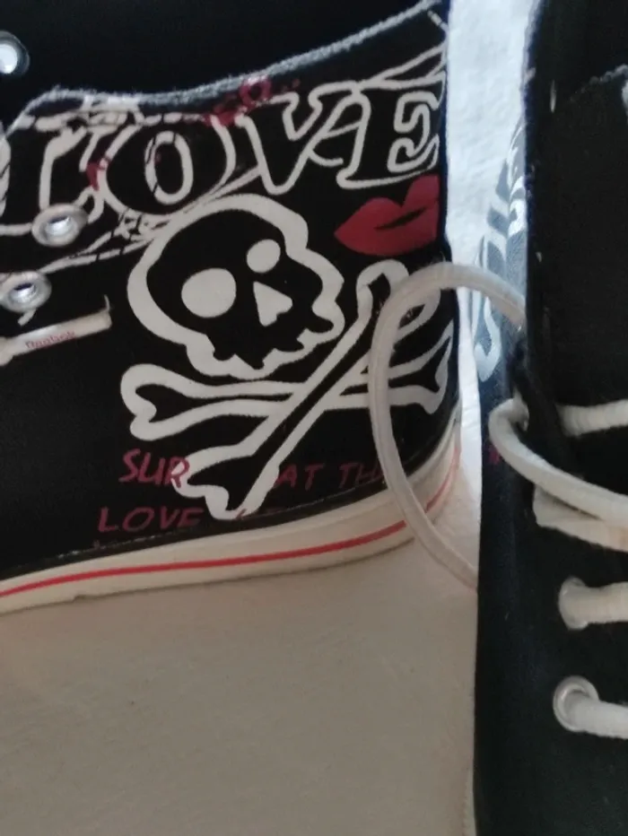 💋 basket rock 🤘brodée tête de mort 💀X BRAND année 90/2000 vintage - photo numéro 9