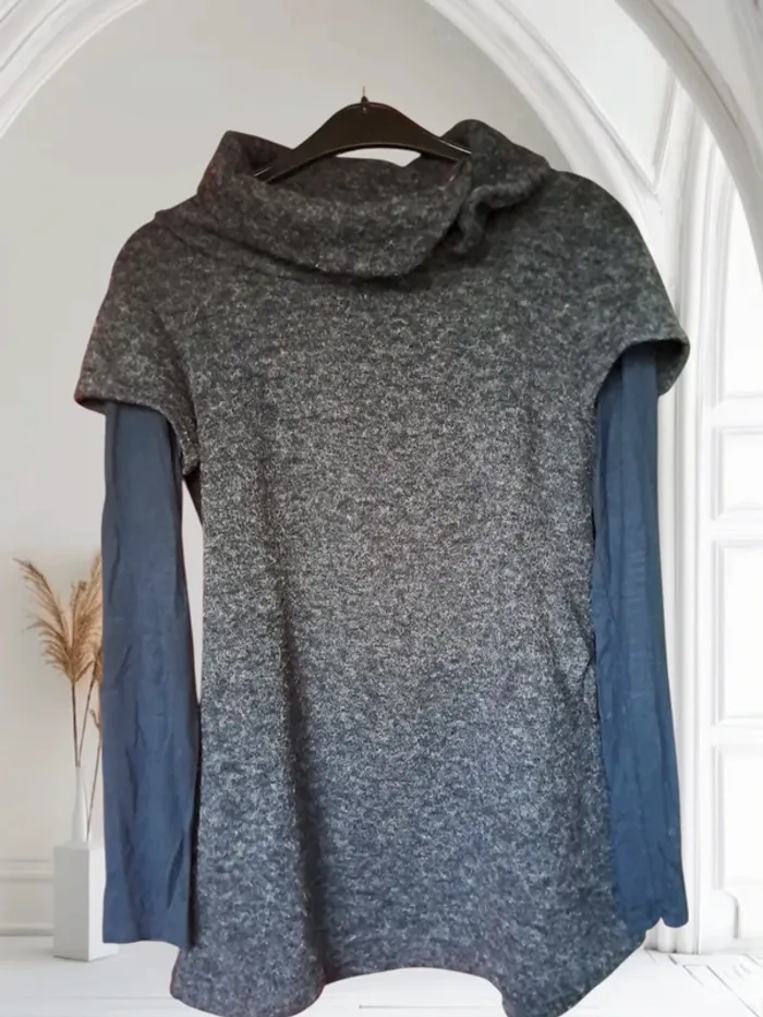 Pull marine col roulé femme TU - photo numéro 2