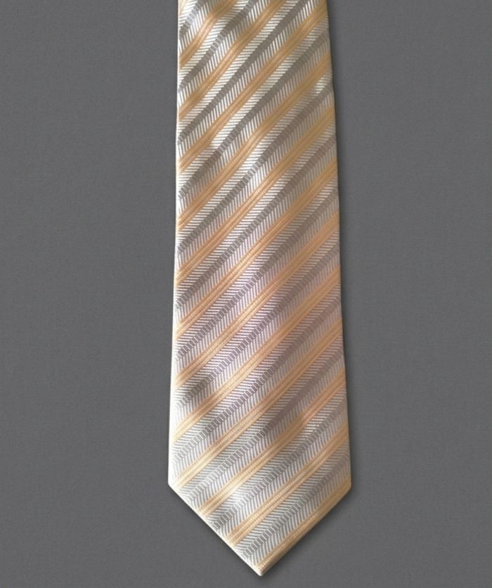Cravate rayée gris/orange - photo numéro 1