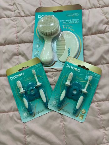 Lot Baboo bébé – Brosse & peigne + 2 sets brosses à dents 1er âge – Neuf