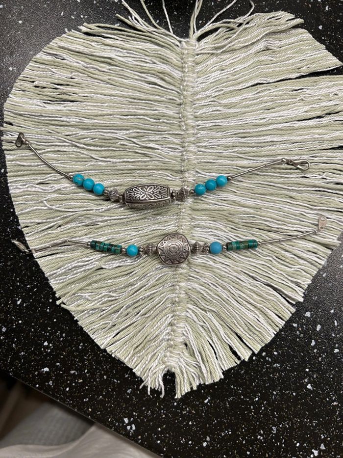 Bracelet argent indien  et perles turquoises - photo numéro 2