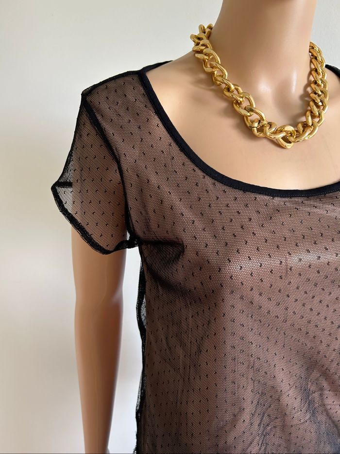 Haut noir et beige en dentelle Morgan taille M jamais porté - photo numéro 4