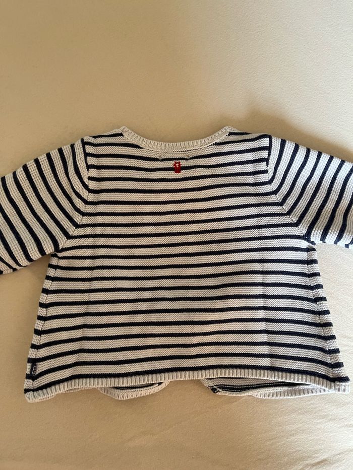 Ensemble fille 12 mois okaidi obaibi salopette courte, gilet esprit marin - photo numéro 4