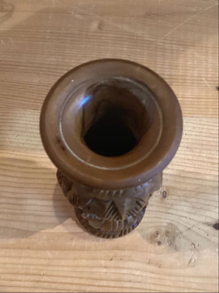 Vase en bois d’olivier sculpté année 70 - photo numéro 4