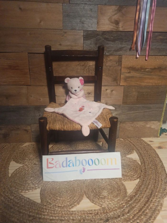 Doudou ours rose pommette tbe