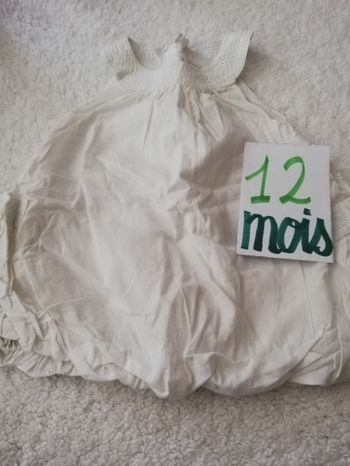 Robe blanche obaïbi fille 12 mois