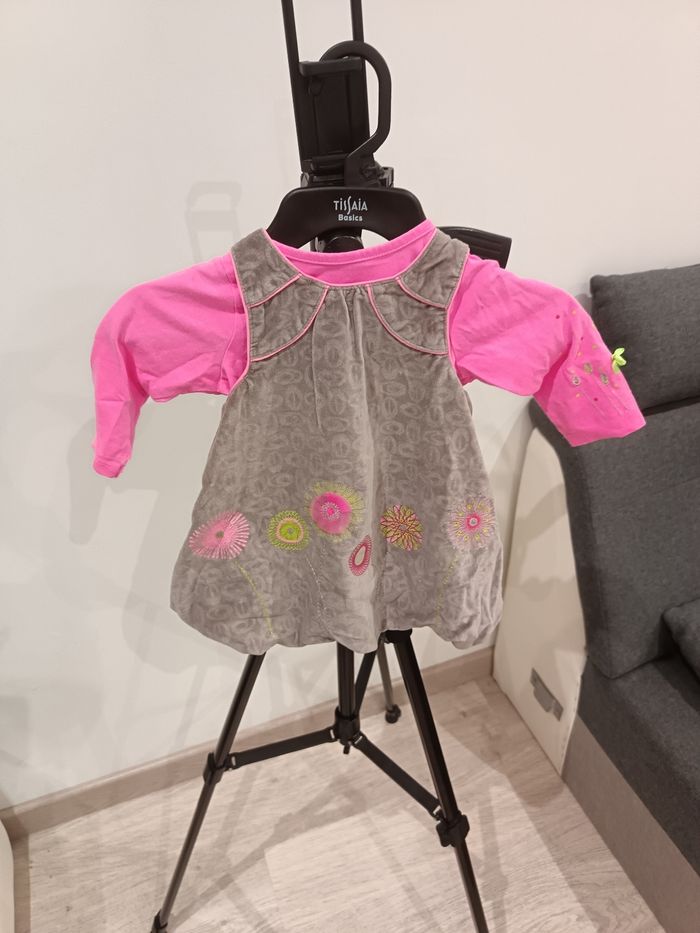 Ensemble 6 mois orchestra gris et rose