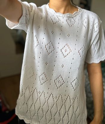 Pull maille tricot ajouré broderies Mango