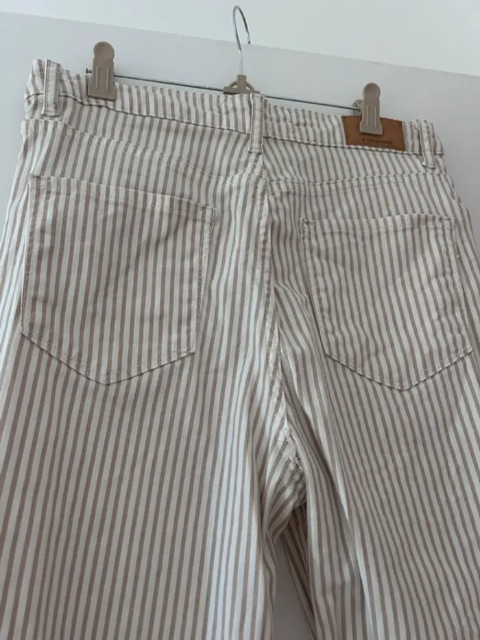 Pantalon rayé beige et blanc taille 42 - photo numéro 6