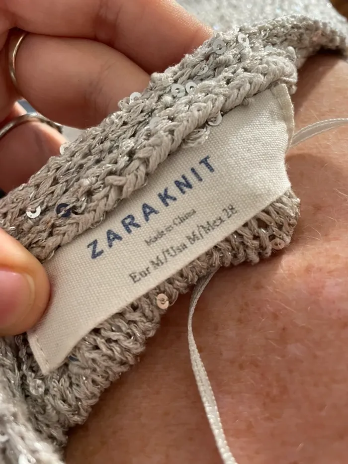Pull gris pailleté zaraknit - photo numéro 4