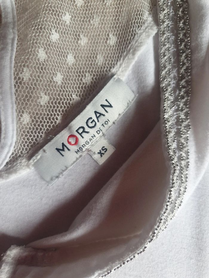 Tee-shirt dentelle blanc Morgan