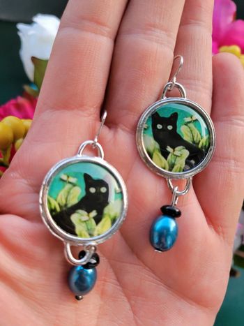 Boucles chat noir qui nous regarde