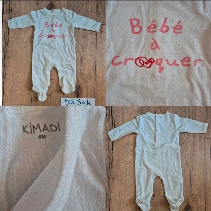 🌸 Lot pyjamas bébé fille 6 mois – velours – hiver 🌸 - photo numéro 3