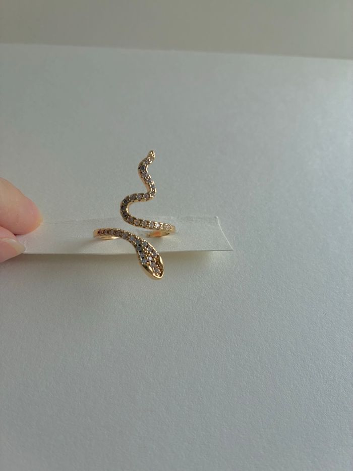 Bague serpent de strass en acier inoxydable ajustable - photo numéro 4