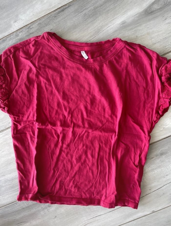 Tee-Shirt fille T 9-10 ans Only rouge bordeaux - photo numéro 6