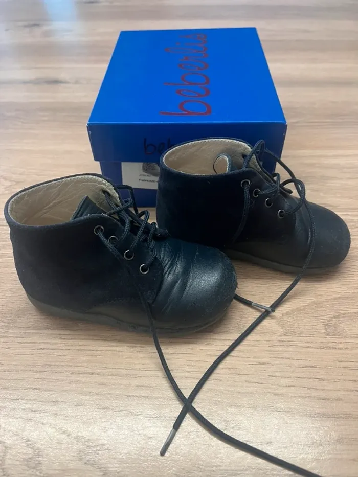 Chaussures en cuir bleues marines à lacets - Beberlis - taille 20 - photo numéro 2