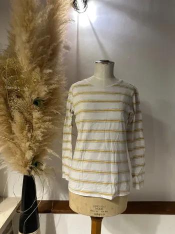 Top marinière jaune et blanc M Primark