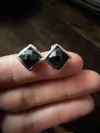 Boucles d oreilles losange noires en argent