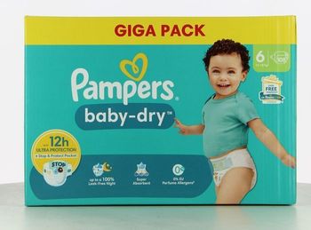 Lot de 108  Couches Pampers Baby Dry 13-18KG Taille 6 Neuf