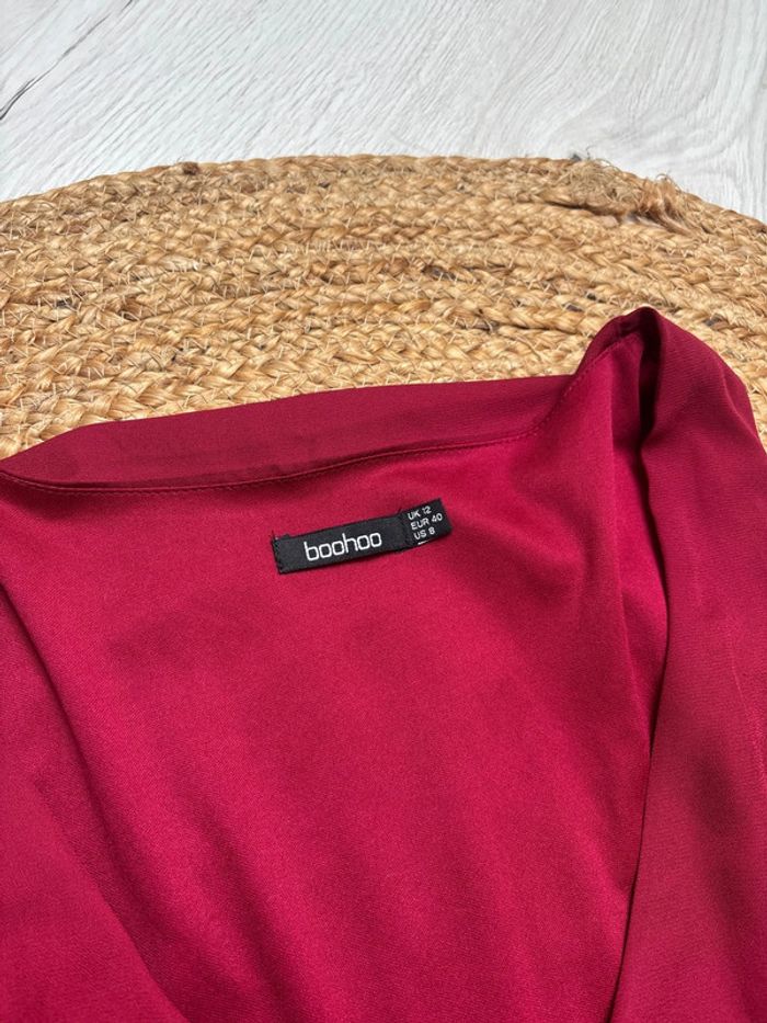 Robe rouge bordeaux dentelle broderie - photo numéro 3