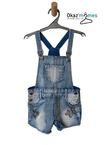 Salopette jean bleu denim (perles et sequins) - Magic girl 4 ans