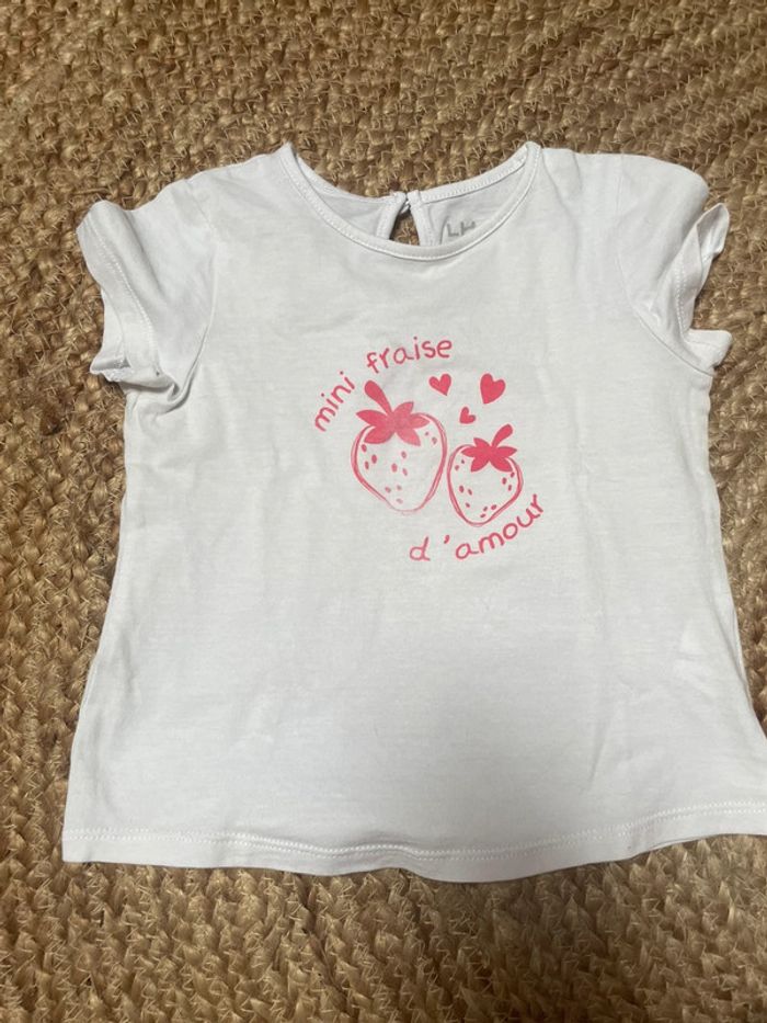 T-shirt été fille à motif fraise