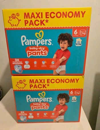 Lot de 2 Packs couches Pampers pants taille 6 - ENVOI RAPIDE ET SOIGNÉ