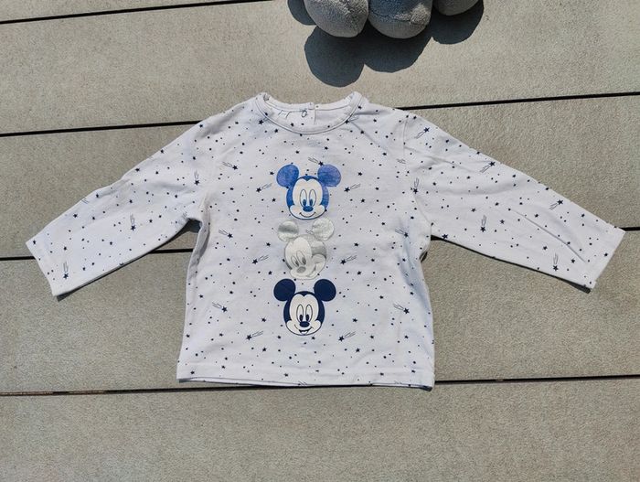 Tee shirt ml Mickey blanc 12 mois - photo numéro 2