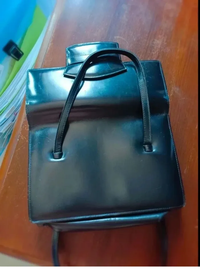 Sac à main cuir noir vintage - photo numéro 6
