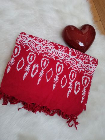 Pareo rouge et blanc en coton
