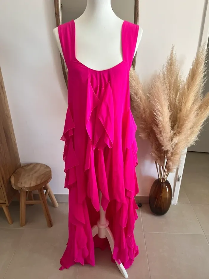 Robe asymétrique rose fuchsia Oud Paris - photo numéro 2