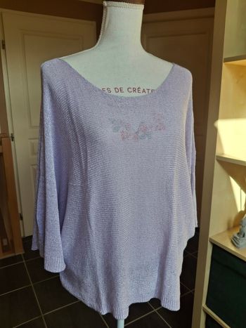 Pull fin lilas mauve pailleté neuf étiqueté