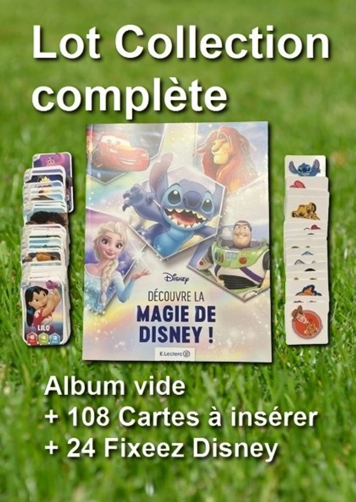 Lot Collection complète Album vide + 108 Cartes à insérer + 24 Fixeez Disney leclerc 2025