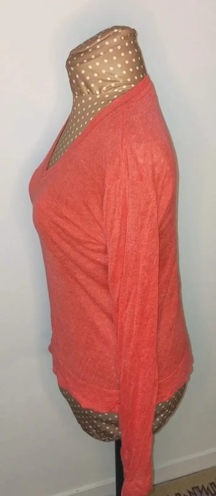Pull corail rose femme, en lin, Adagio, taille 38 - photo numéro 5