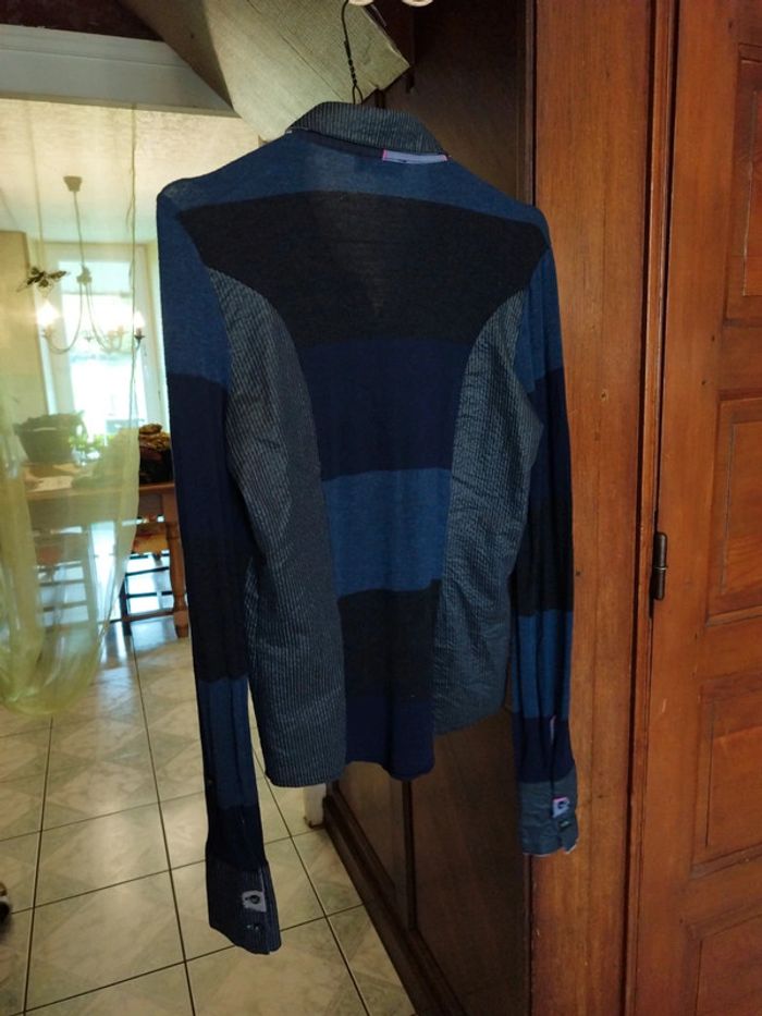 Chemise bleue style patchwork vintage y2k L/40 - photo numéro 8