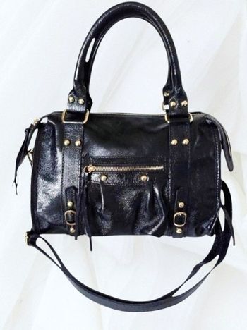 Sac bowling cuir et porte monnaie noir irisé