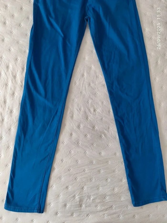 Pantalones de tiro medio / bajo de color azul eléctrico Vintage - photo numéro 3