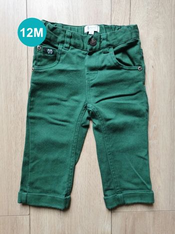 Pantalon toile vert Alphabet 12 mois