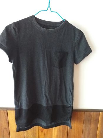 Tee-shirt bi-matière gris noir