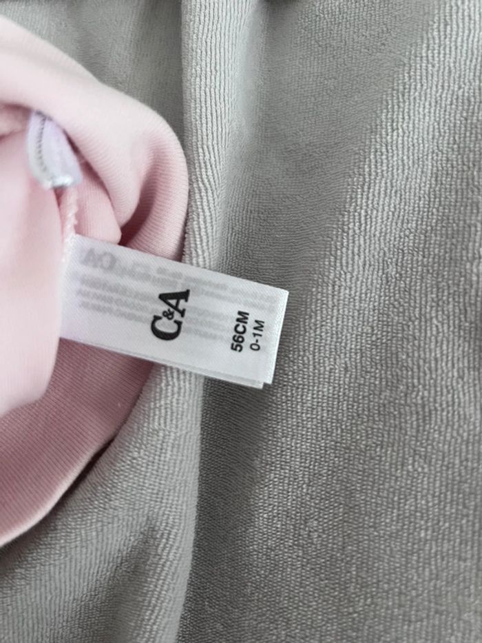 Ensemble rose et blanc taille 0-1 mois (56 cm) pantalon avec pied - photo numéro 4