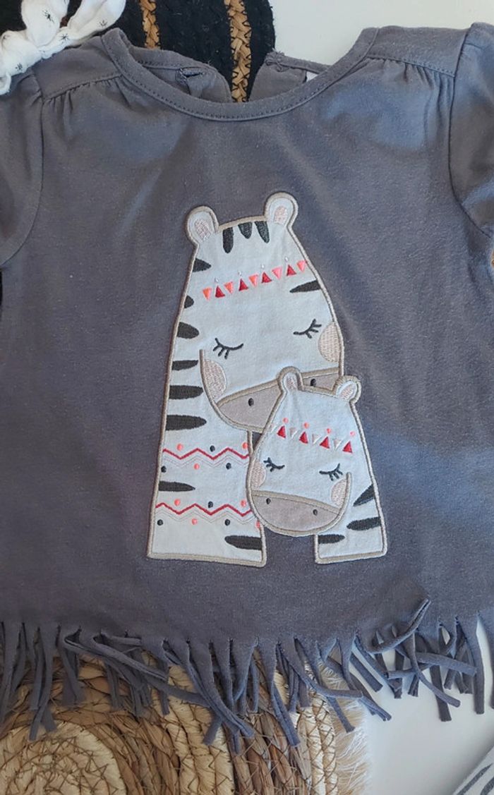 Ensemble animal zèbre 🦓 bébé fille printemps été tee-shirt manches courtes avec legging - photo numéro 2