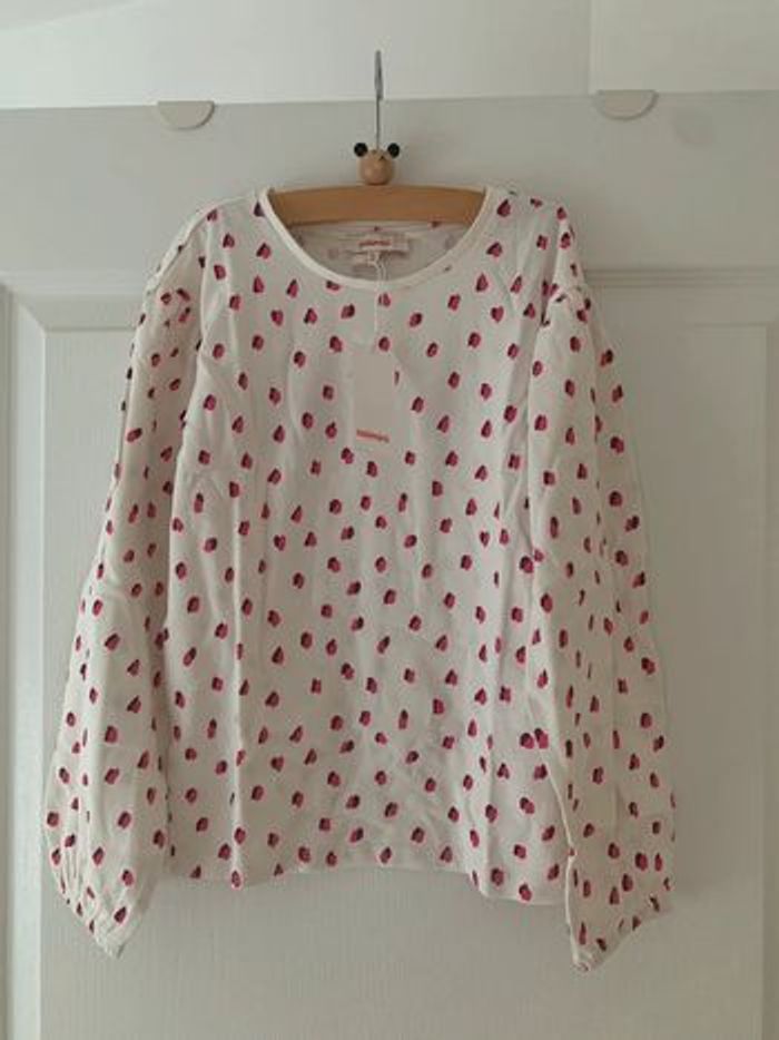 T-shirt manches longues motif rose Catimini neuf en 8 ans